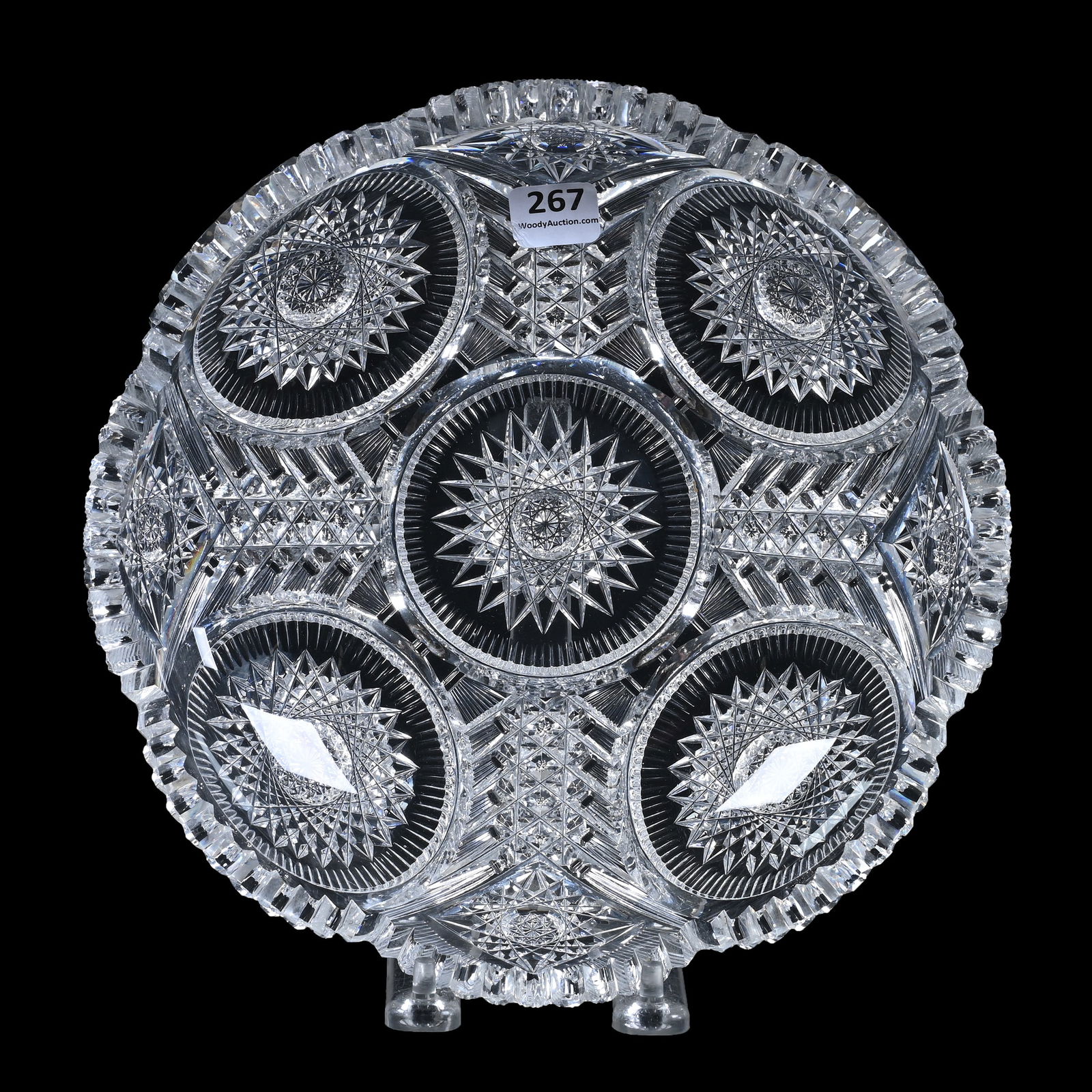 Bowl, American Brilliant Cut Glass, Sparkle Pattern By Pairpoint (1 of 4)