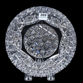 Plate, American Brilliant Cut Glass, Signed Libbey Glenda Pattern