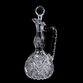 Gooseneck Decanter, Handled, American Brilliant Cut Glass