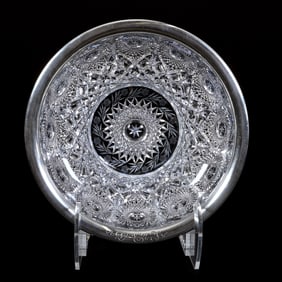 Bowl, American Brilliant Cut Glass, Berwick Pattern By Pairpoint, Sterling Rim Marked Gorham 4641D