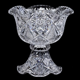 Punch Bowl, Two Part, American Brilliant Cut Glass, Athens By Blackmer