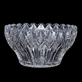 Punch Bowl, One Part, American Brilliant Cut Glass, Palmetto Pattern By Clark