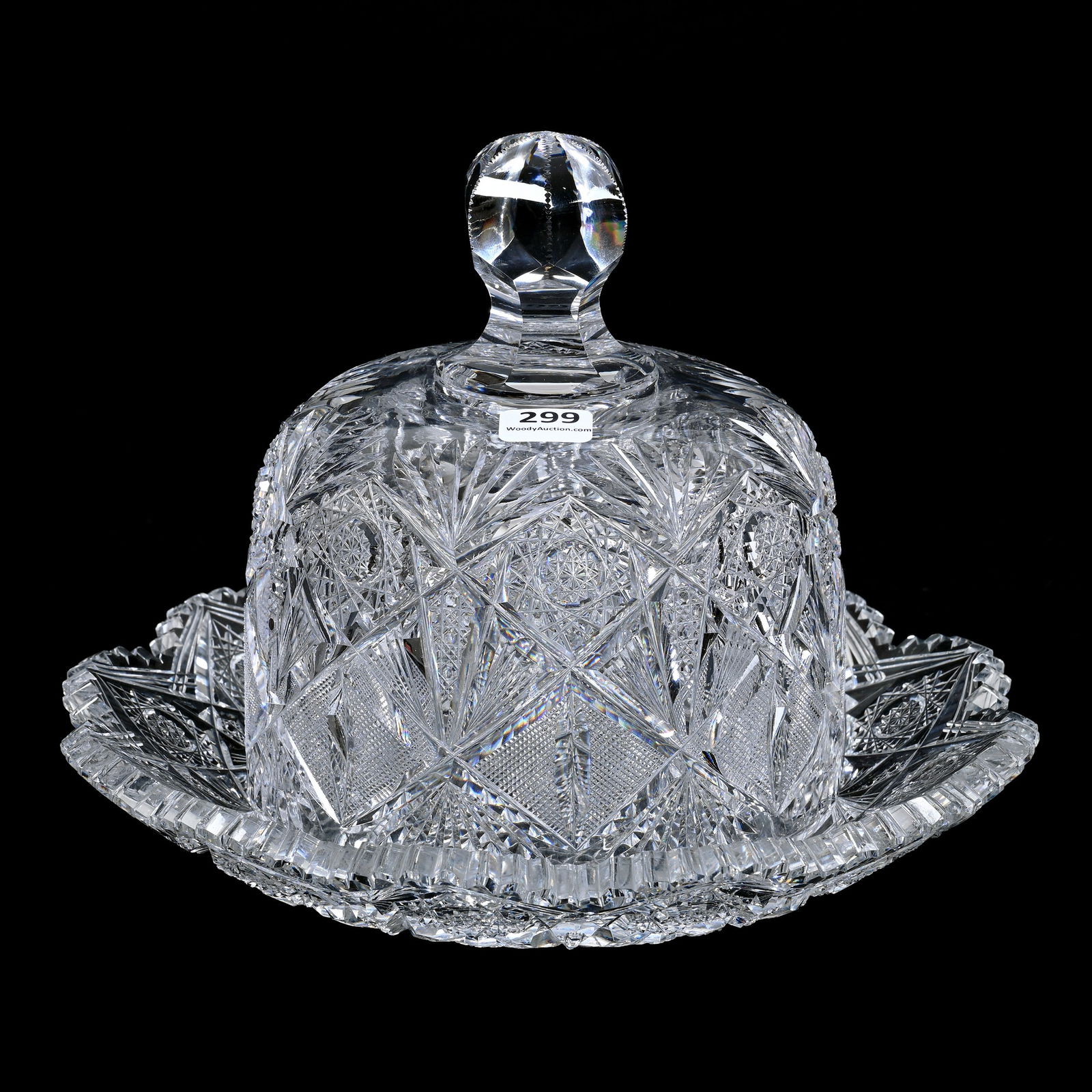 Covered Cheese Dish, American Brilliant Cut Glass, Rookwood By J. Hoare