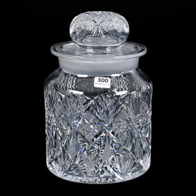 Humidor, American Brilliant Cut Glass, Marlboro Pattern By Dorflinger