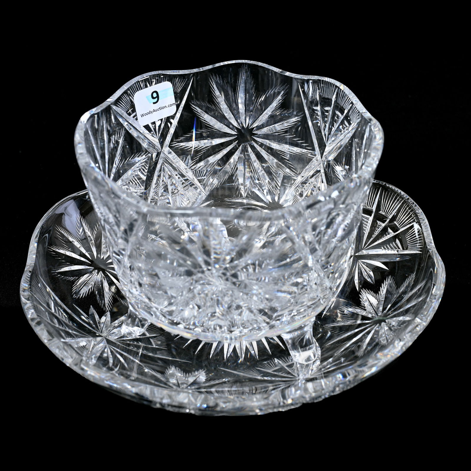 Flowerpot/Underplate, American Brilliant Cut Glass, Signed Libbey (1 of 3)