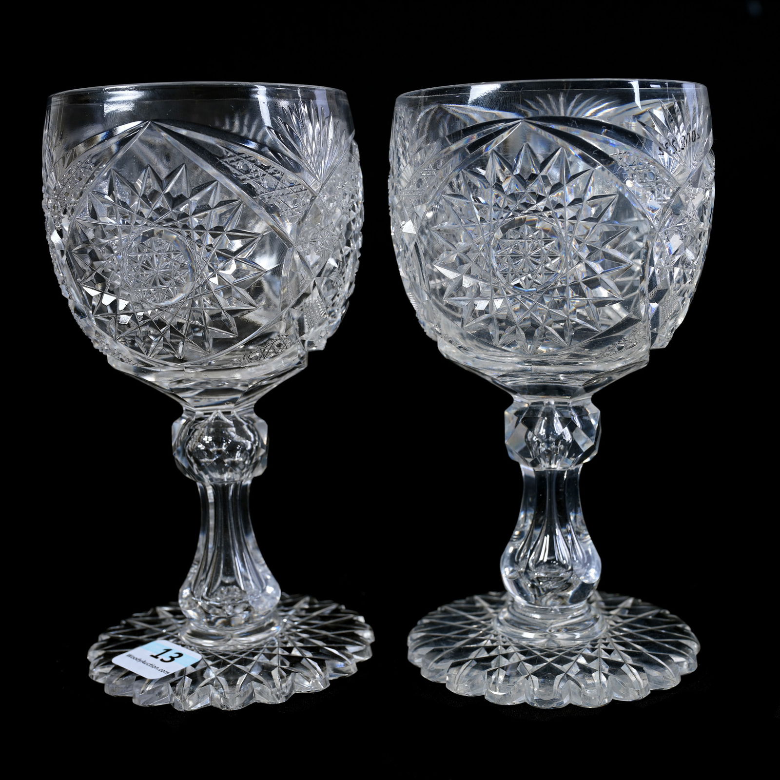 Pair Goblets, American Brilliant Cut Glass (1 of 2)