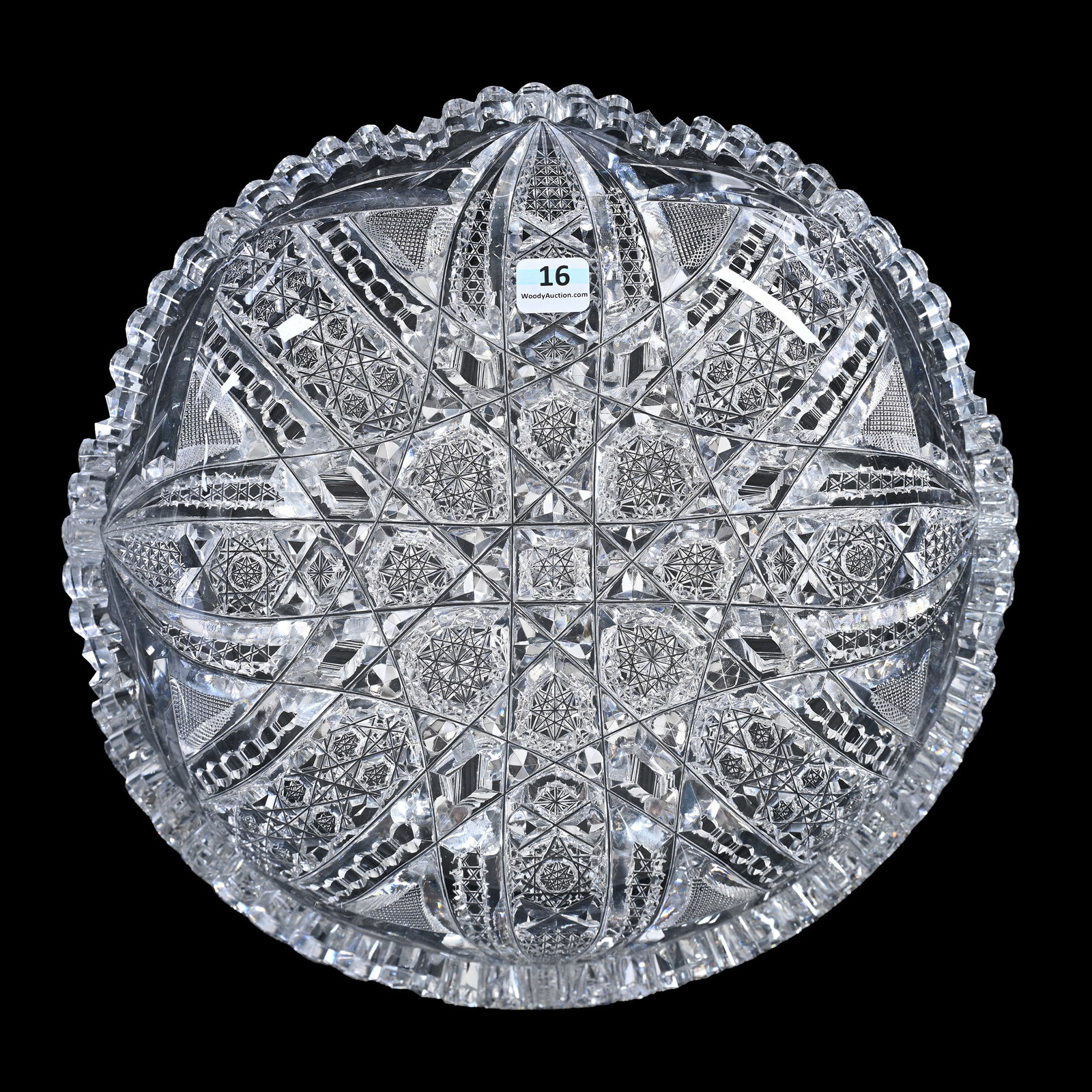 Low Bowl, American Brilliant Cut Glass, Signed J. Hoare Newport Pattern: Low Bowl, American Brilliant Cut Glass, Signed J. Hoare Newport Pattern, 2.5" x 10", One Tooth Chip, American Cut Glass Association Collection.
