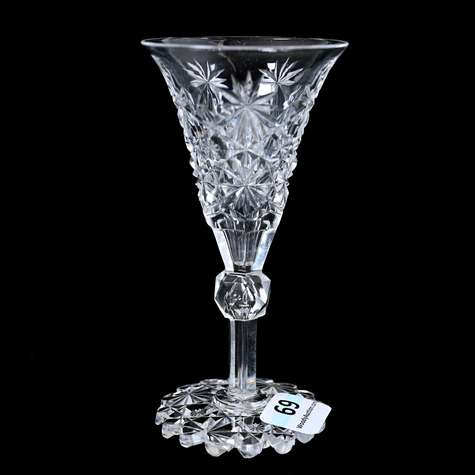 Sherry Stem, American Brilliant Cut Glass, Russian Pattern With Star Cut Buttons (1 of 2)