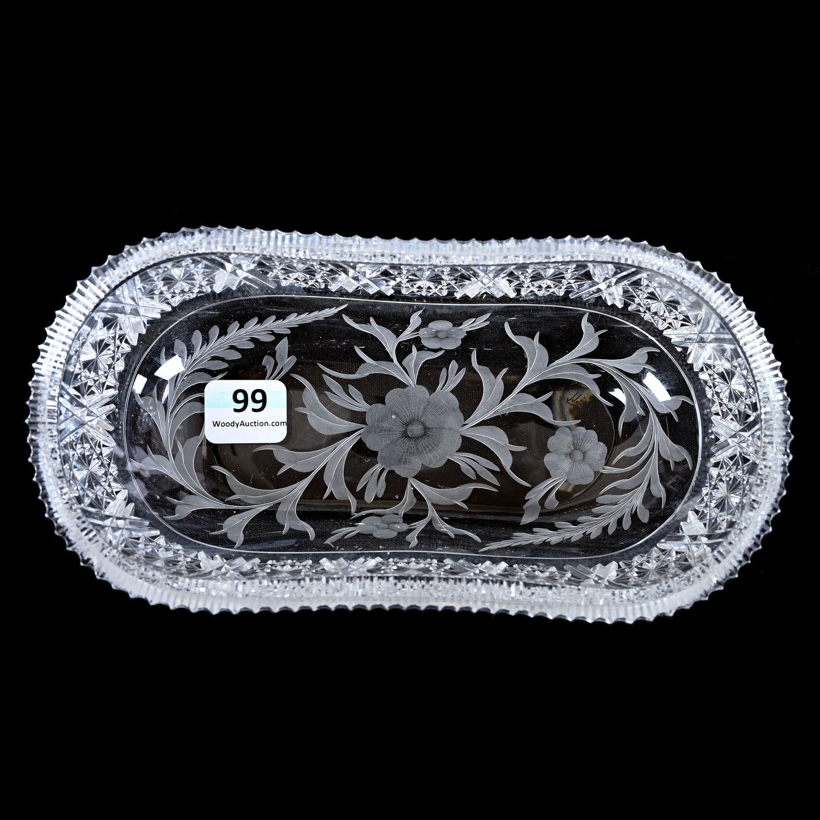 Relish Dish, American Brilliant Cut Glass, Signed Tuthill Rosacea Pattern (1 of 3)