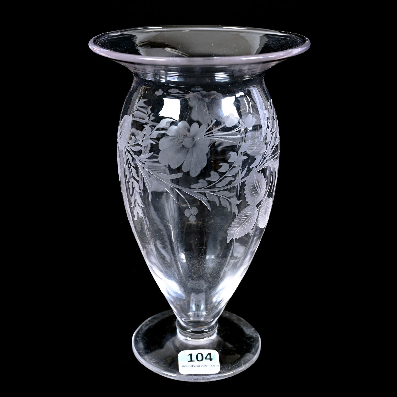 Footed Vase, ABCG, Signed Sinclaire, Engraved Floral Branch Decor (1 of 2)