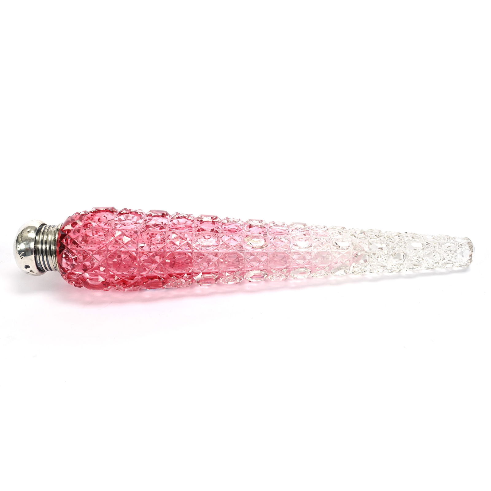 Laydown Perfume Bottle, Brilliant Period Cut Glass, Rubina, Cane Pattern (1 of 2)