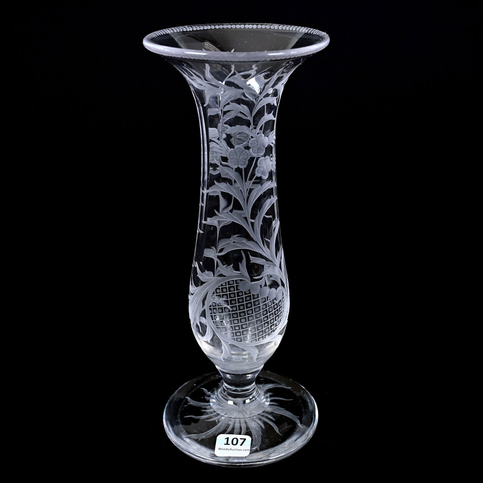 Pedestal Vase, ABCG, Signed Sinclaire, Engraved Floral And Rococo Design (1 of 2)