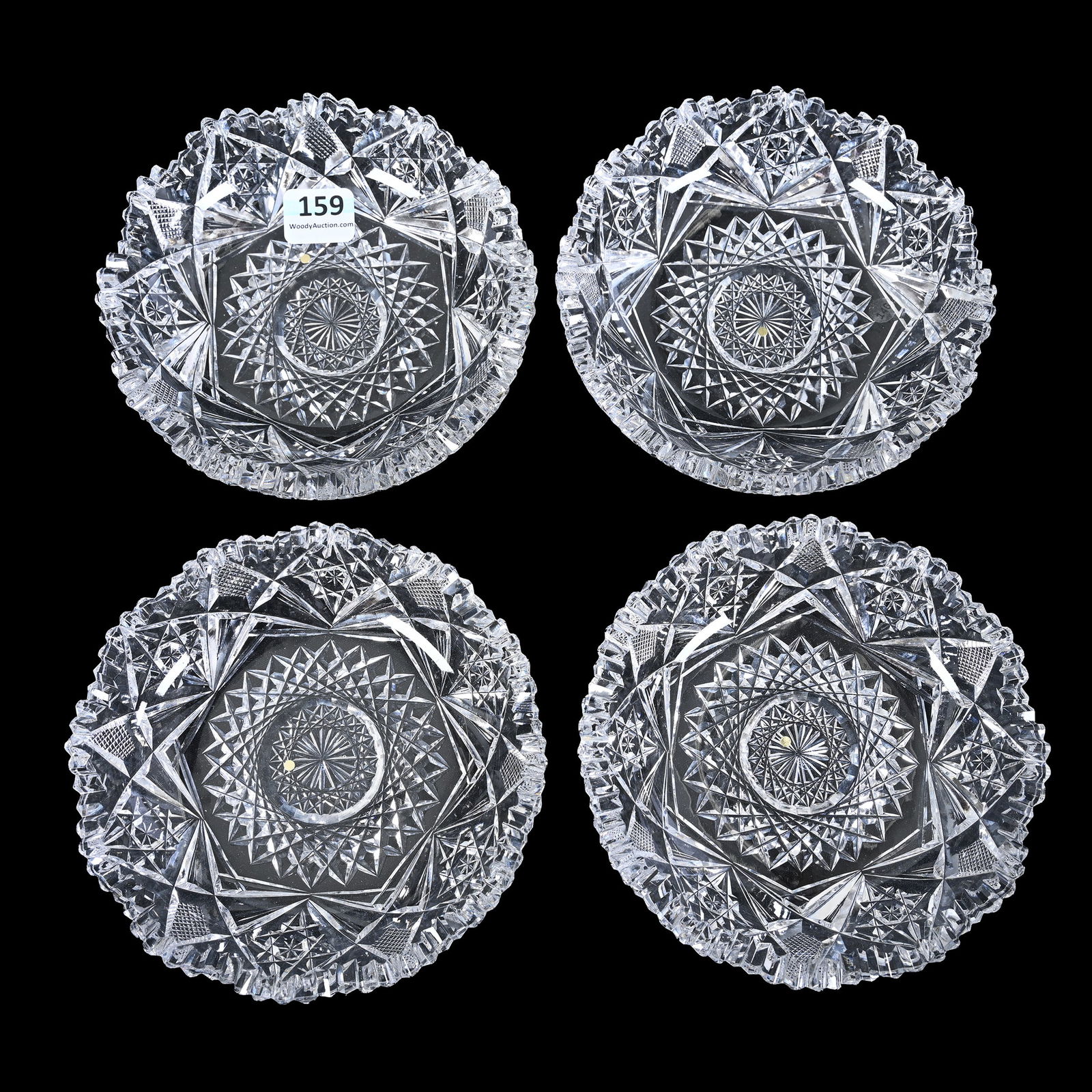 (4) Berry Dishes, American Brilliant Cut Glass, Signed J. Hoare (1 of 2)