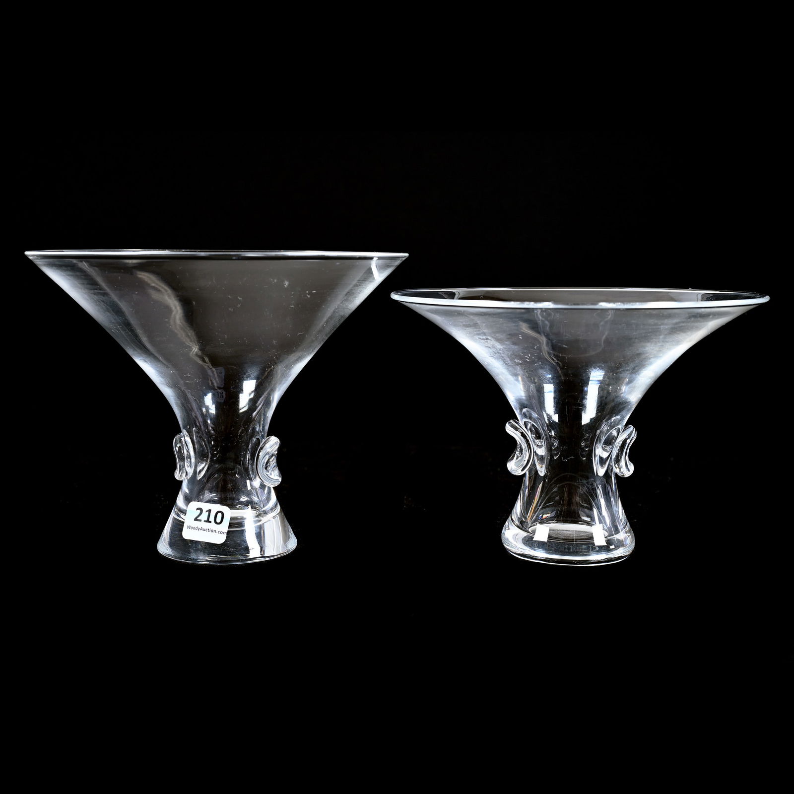 (2) Vases, Tazza Form, Clear Crystal Signed Steuben (1 of 4)