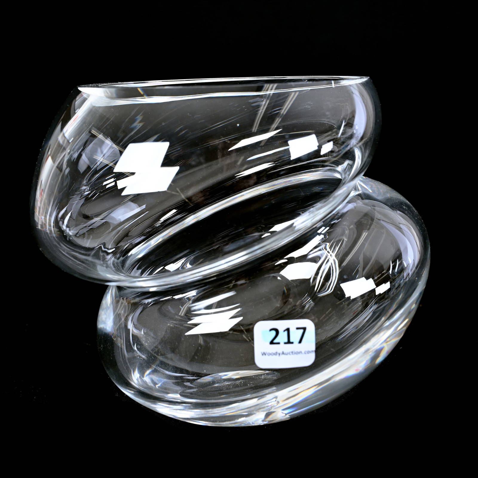 Odd Vase, Clear Crystal Signed Steuben Nimbus Pattern Auction