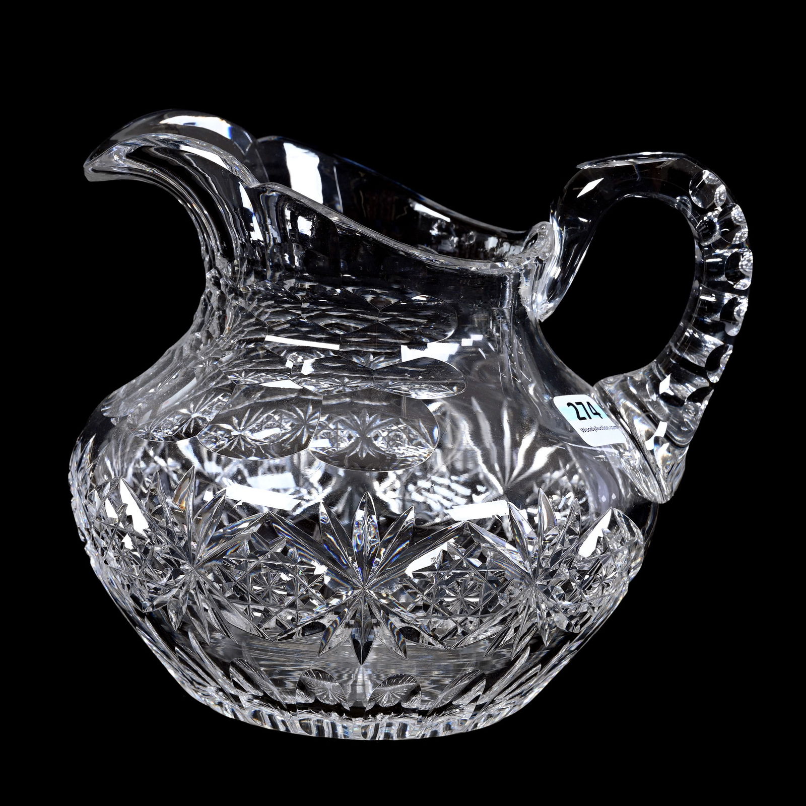 Pitcher, American Brilliant Cut Glass, Signed Hawkes Florence Pattern (1 of 3)