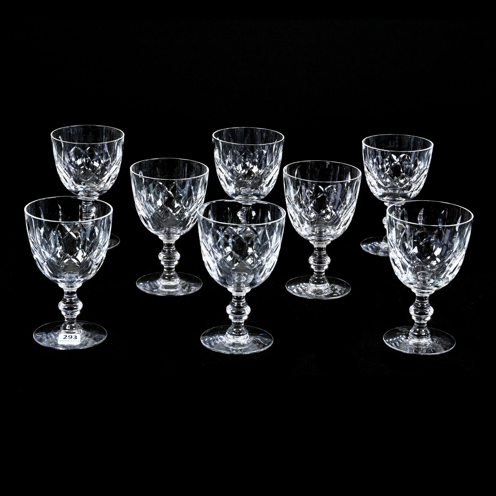 (8) Goblets, Cut Glass, Diamond And Miter Motif, Possibly Tiffin (1 of 3)