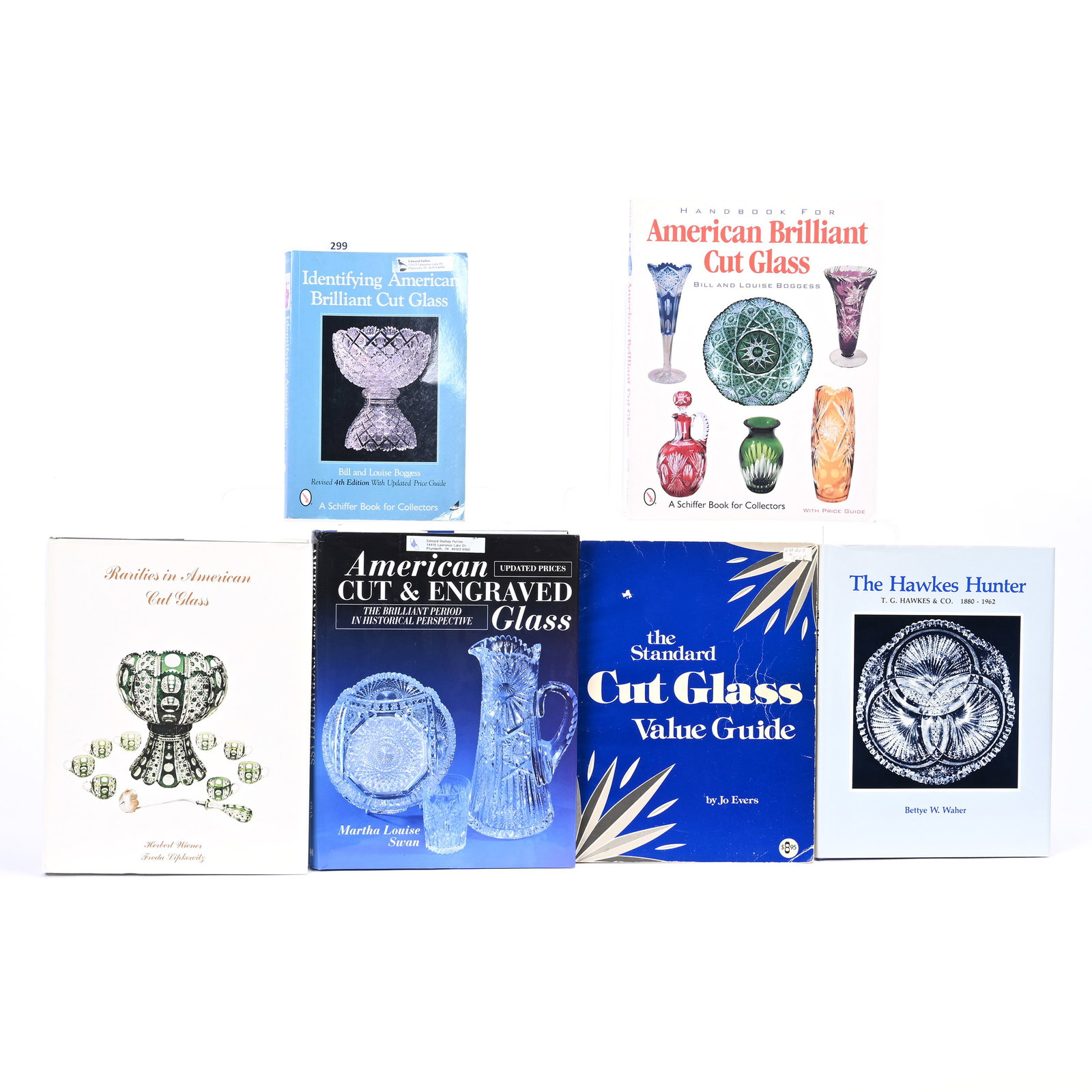 (6) Books About American Brilliant Cut Glass: (6) Books About American Brilliant Cut Glass, (1) Identifying American Brilliant Cut Glass By Bill & Louise Boggess, 4th Edition 2001, (1) Handbook Of American Brilliant Cut Glass By Bill & Louise Bog