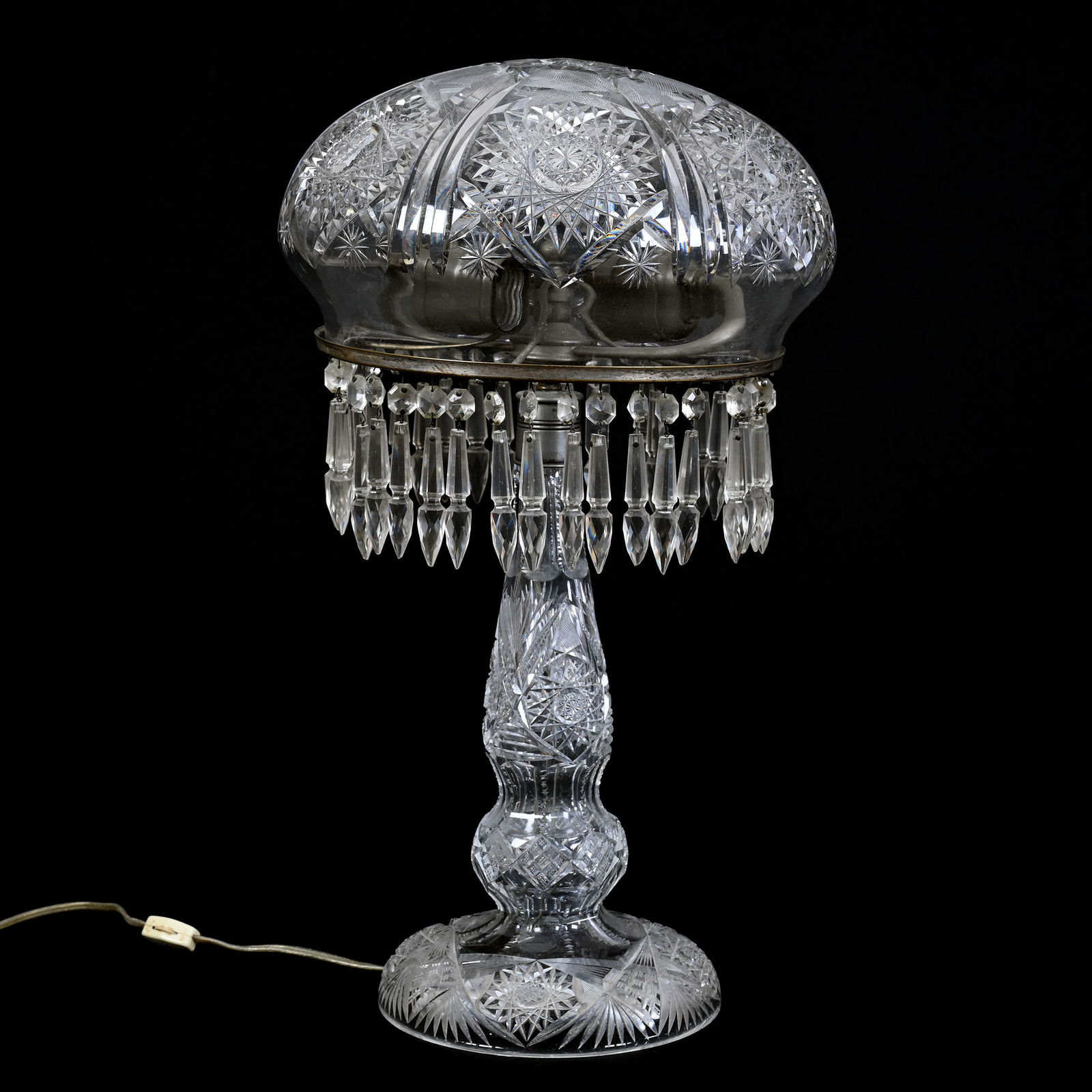 Table Lamp, American Brilliant Cut Glass, Mushroom Shade (1 of 3)