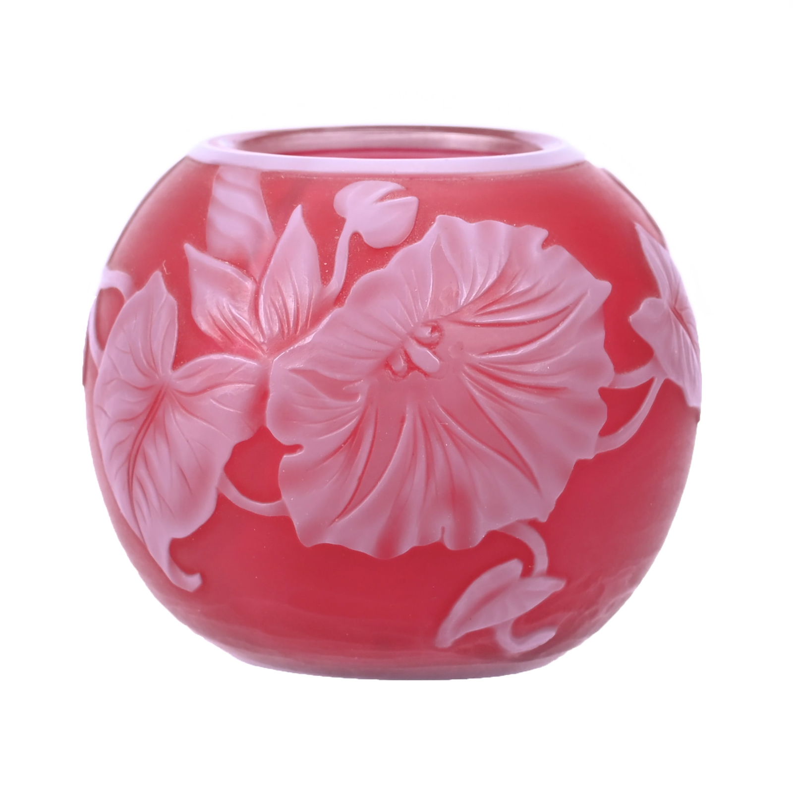 Miniature Rosebowl, English Cameo Art Glass, Attributed To Webb (1 of 4)