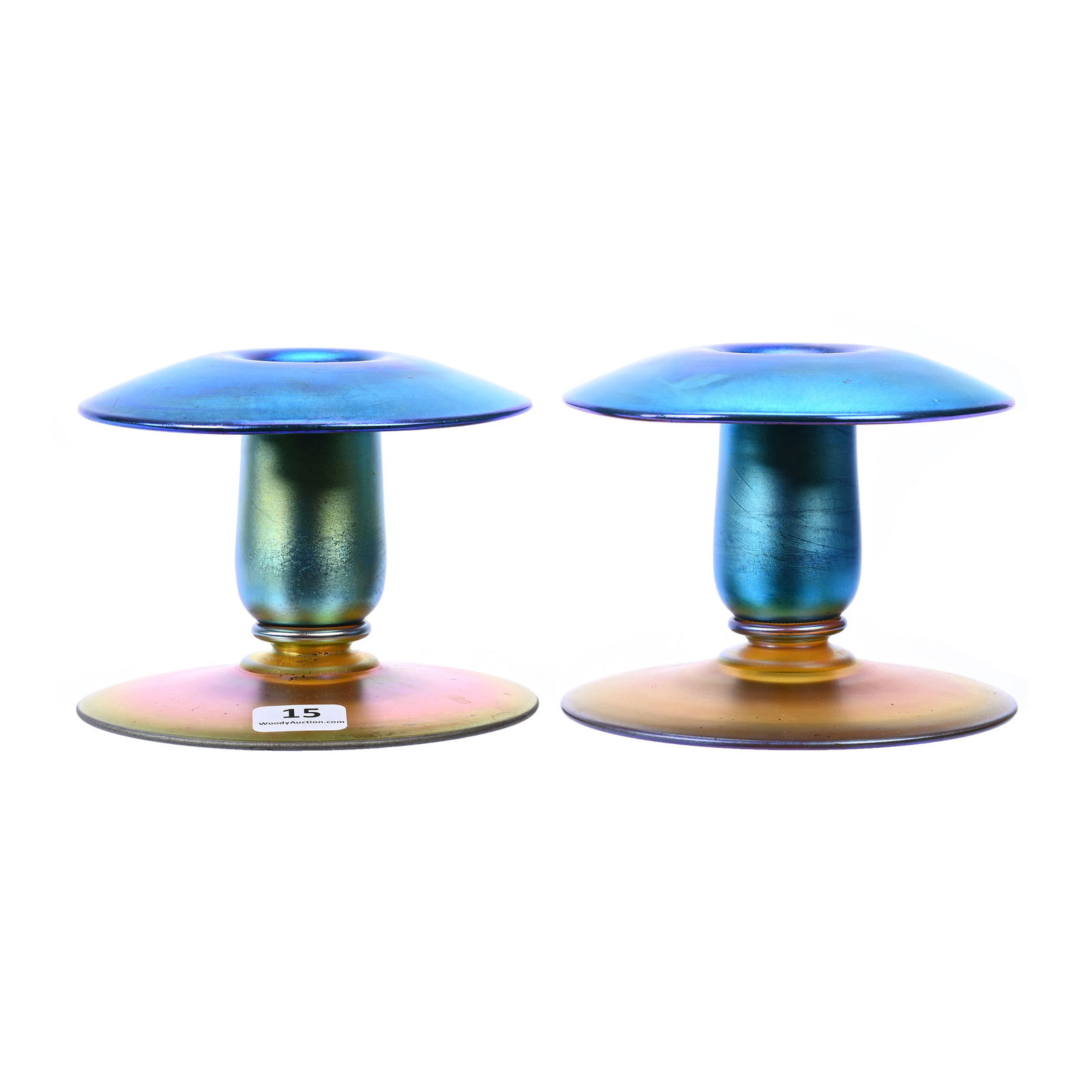 Pair Candlesticks Signed Durand Art Glass (1 of 3)