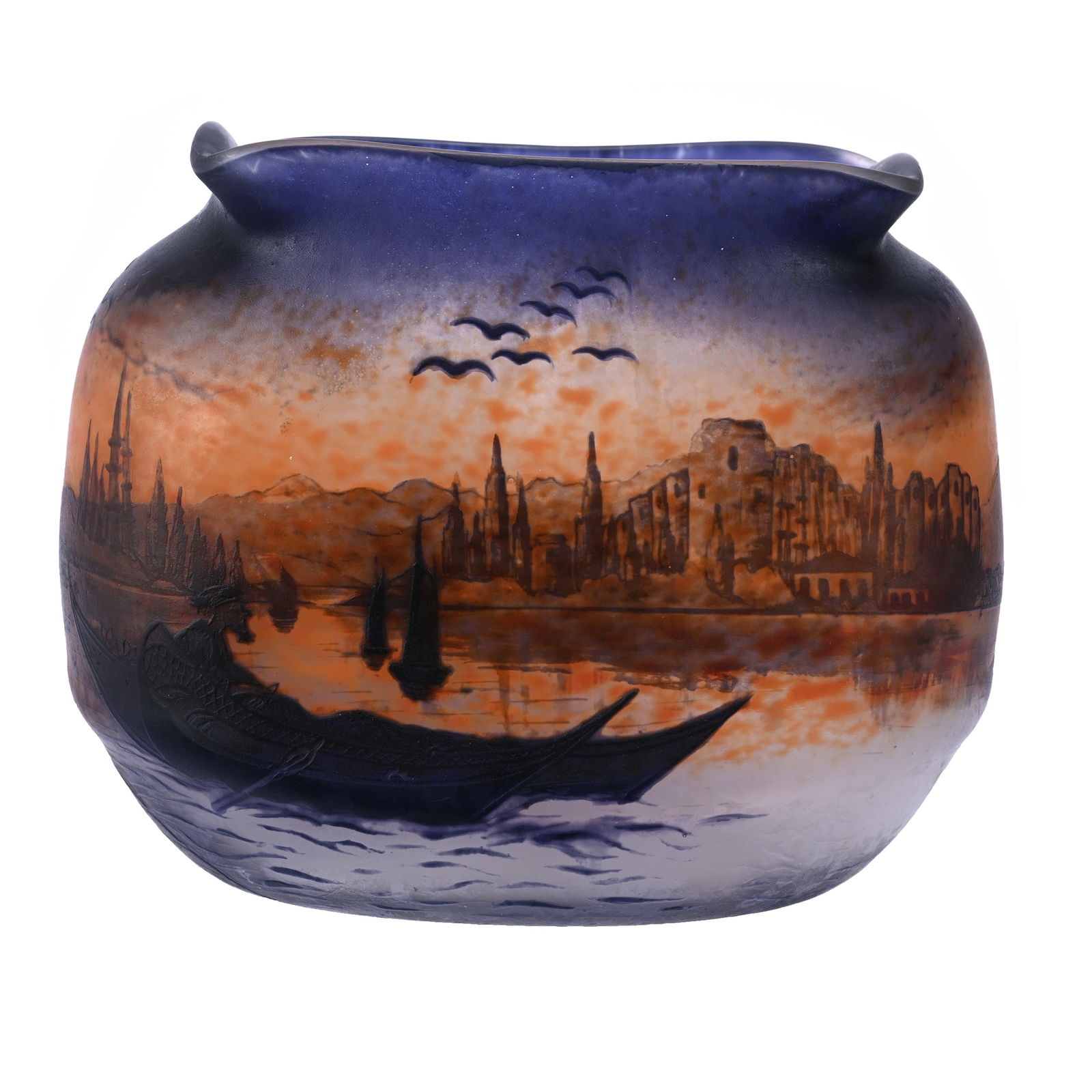 Vase Signed Muller Fres Luneville French Cameo Art Glass, Scenic Decor (1 of 4)