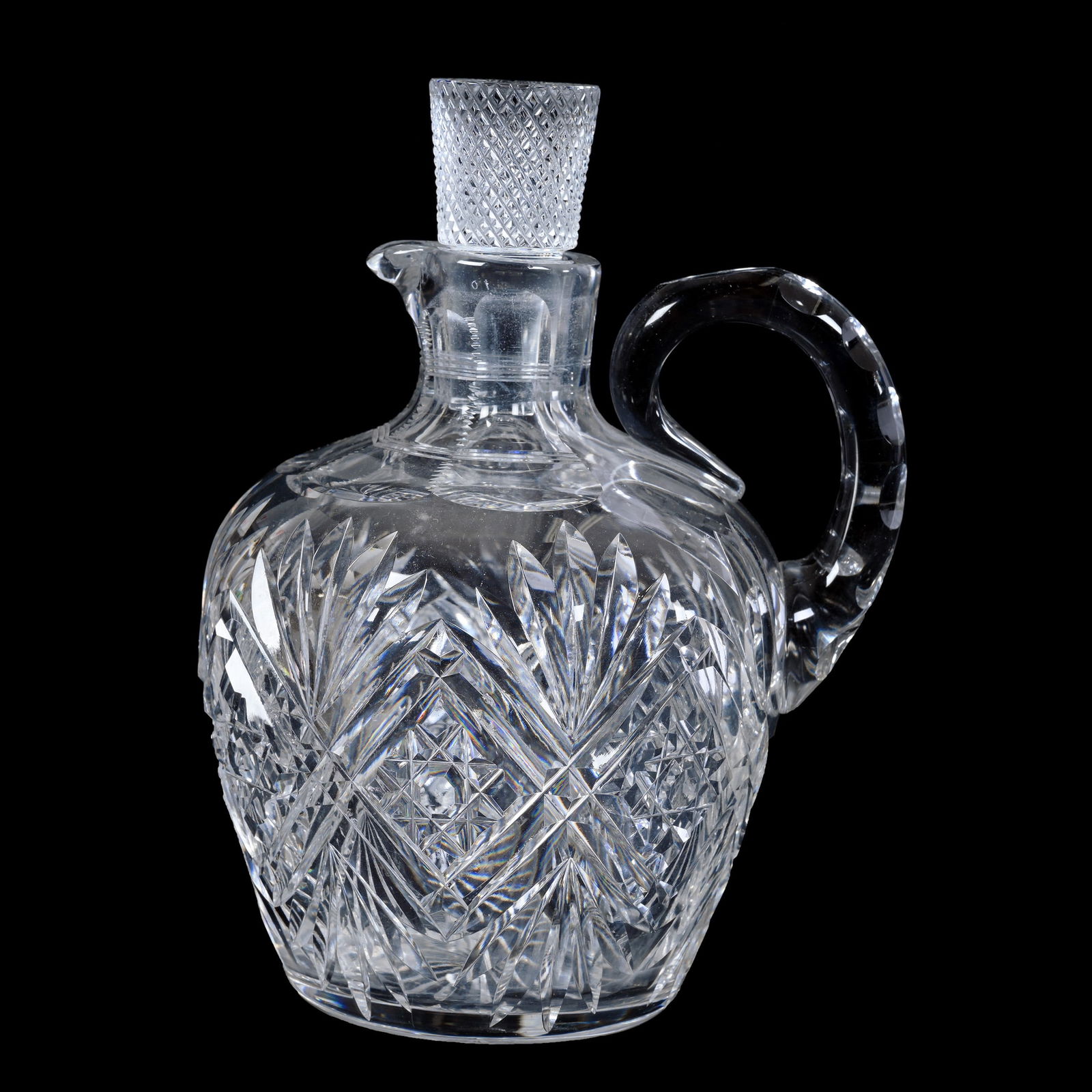 Whiskey Jug, American Brilliant Cut Glass, Signed Hawkes Cypress Pattern (1 of 6)