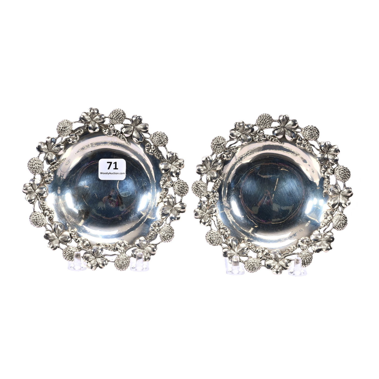 Pair Round Trays, Solid Sterling Silver Marked Howard & Company, New York, Model #1286G (1 of 2)