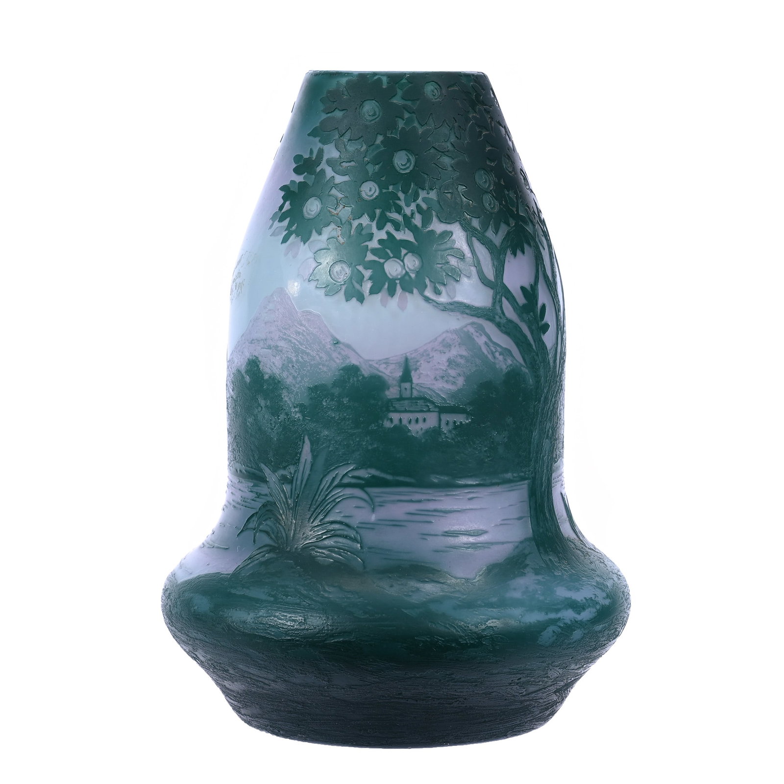 Vase Signed De Vez French Cameo Art Glass, Scenic Decor (1 of 4)