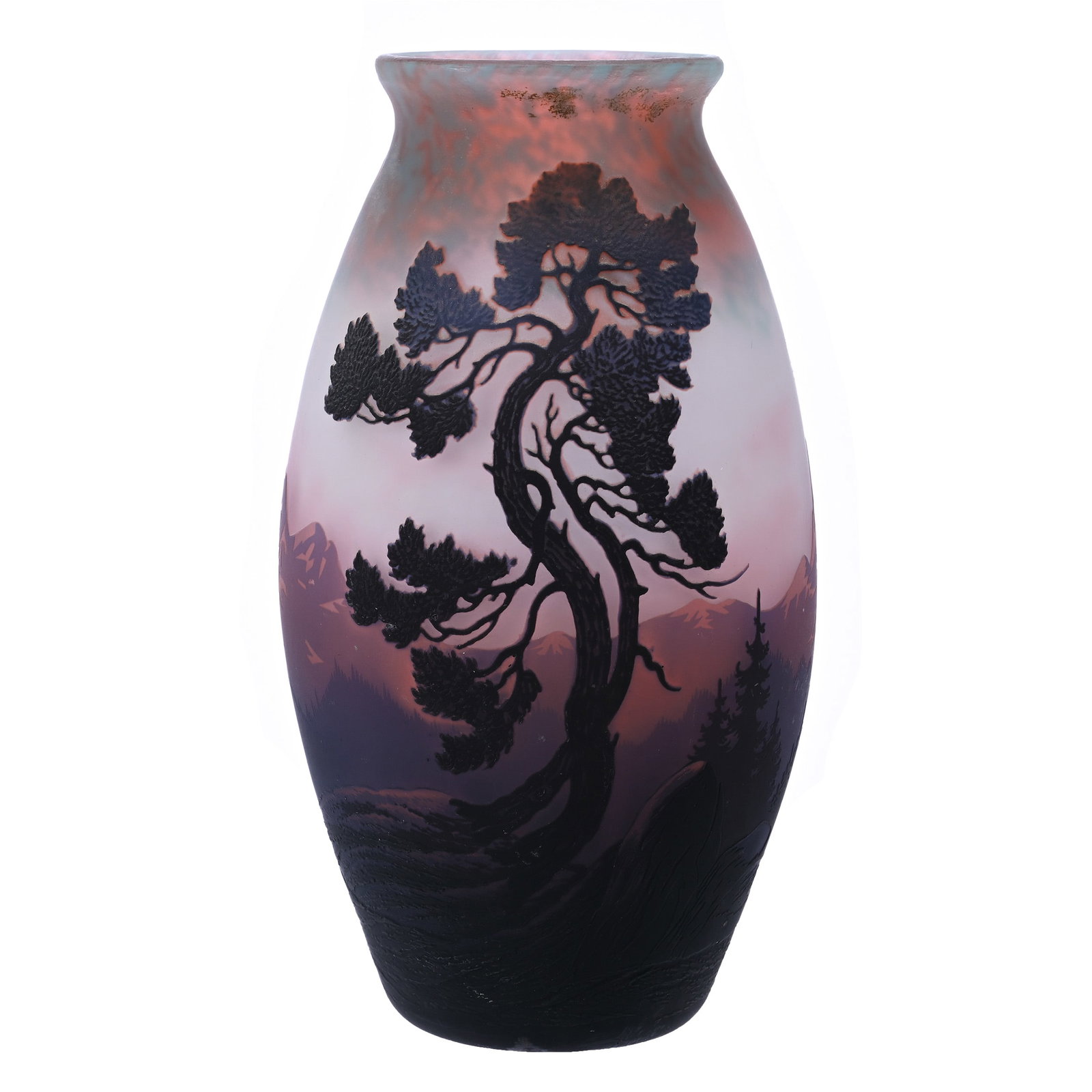 Vase Signed Muller Fres Luneville French Cameo Art Glass, Scenic Decor (1 of 4)