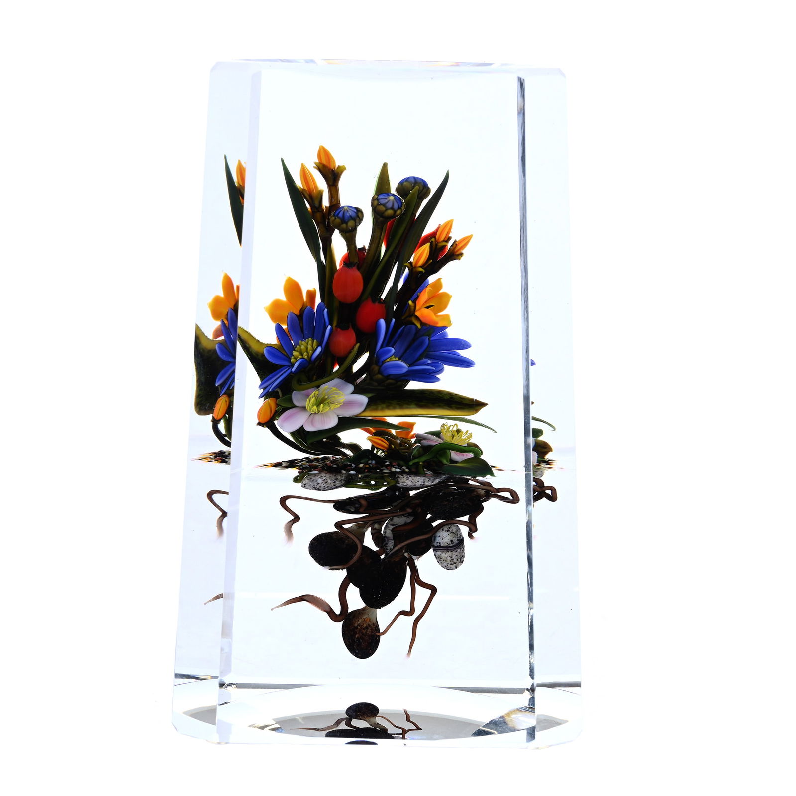 Paperweight, Magnum, Signed Buzzini, Dated 1997, Letters "OC-B-8", Beautiful Lampwork Bouquet Design (1 of 4)