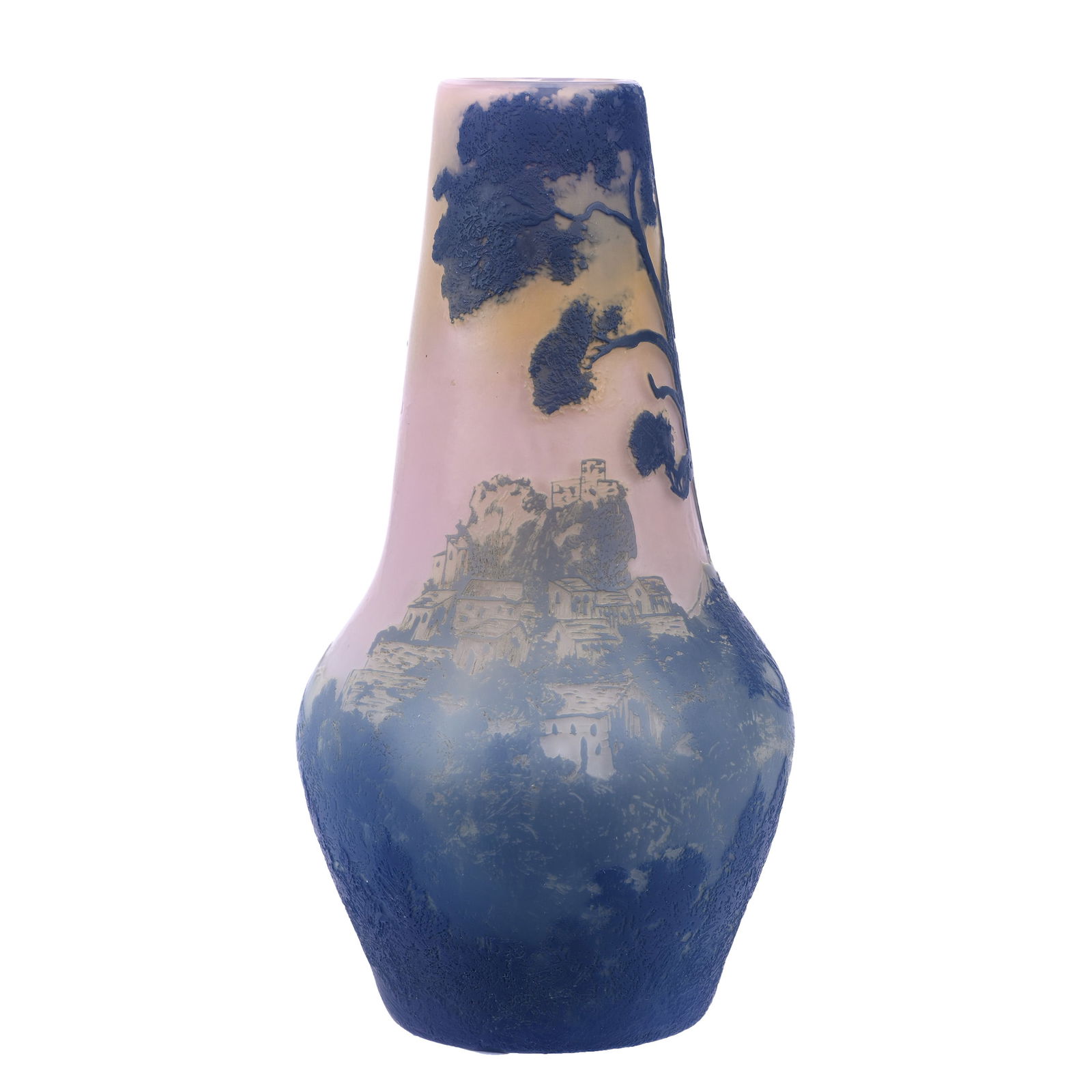 Vase Signed De Vez French Cameo Art Glass, Scenic Decor (1 of 4)