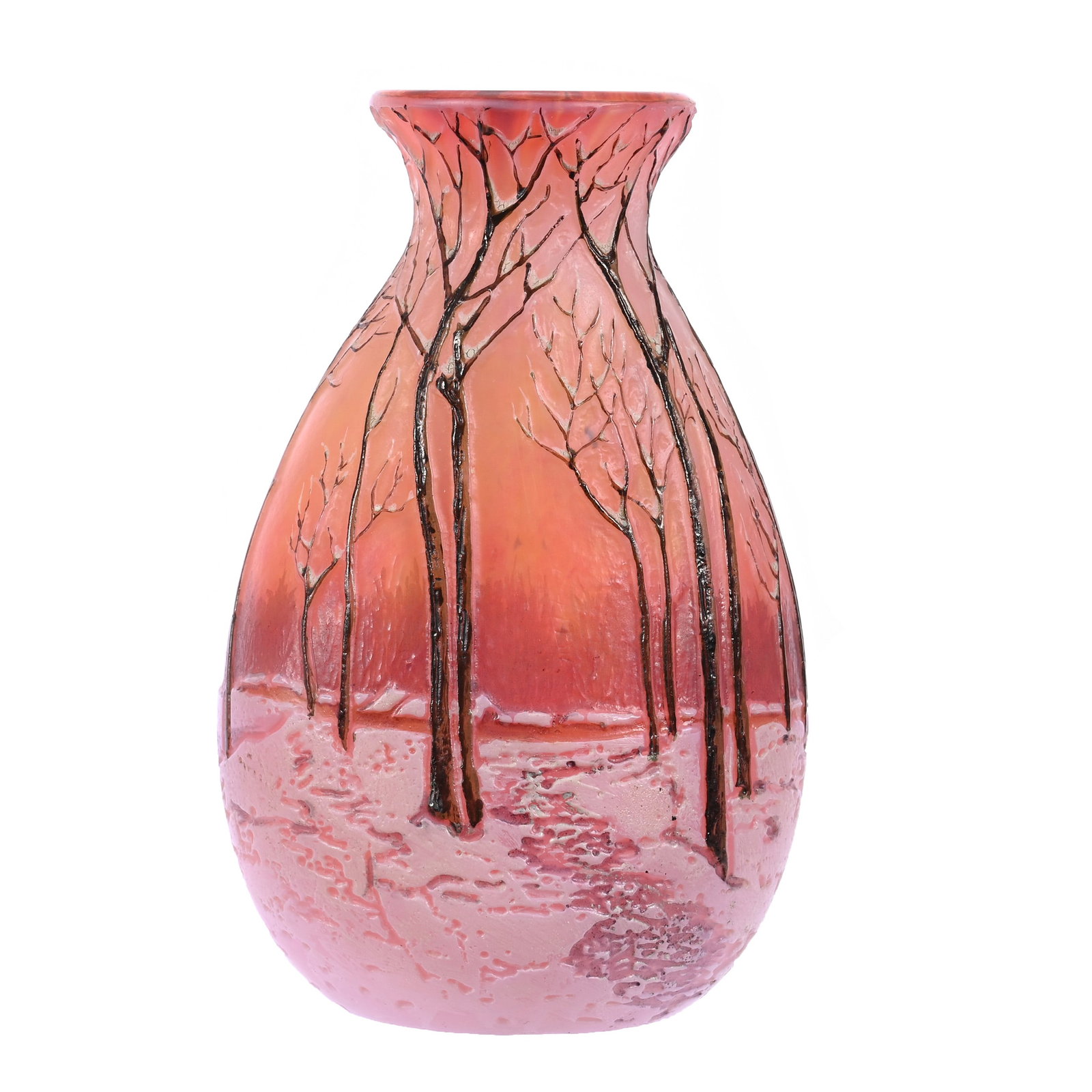 Vase Signed Le Gras French Cameo Art Glass, Beautiful Winter Season Decor (1 of 4)