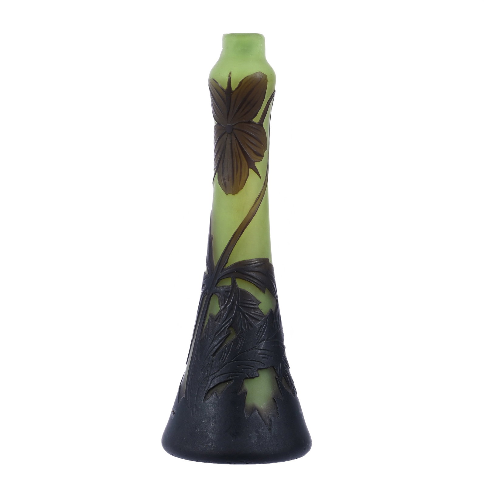 Vase Signed Richard Cameo Art Glass By Loetz, Green Ground With Amethyst Cameo Cutback Overlay (1 of 4)