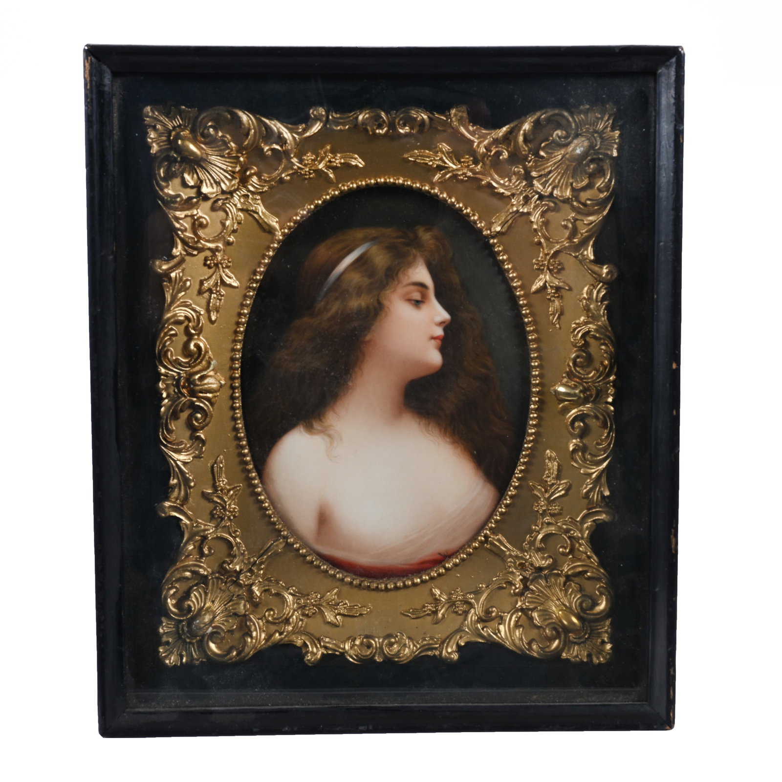 Porcelain Plaque Marked KPM, Portrait Of Woman Titled "Unschuld" (Innocence), Artist Signed Wagner (1 of 4)