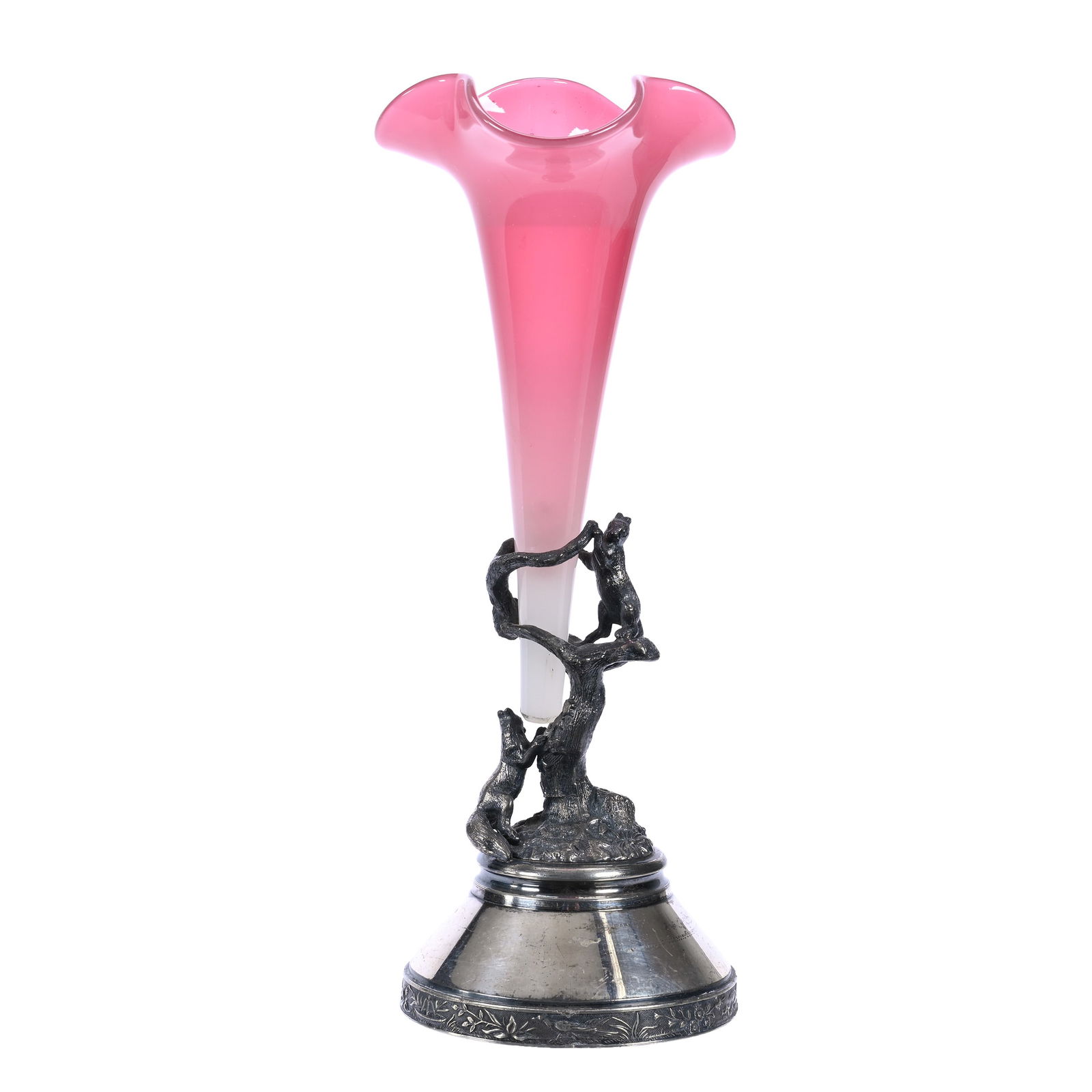 Bud Vase, Pink Opaline Art Glass Trumpet Vase Attributed To Steuben (1 of 4)