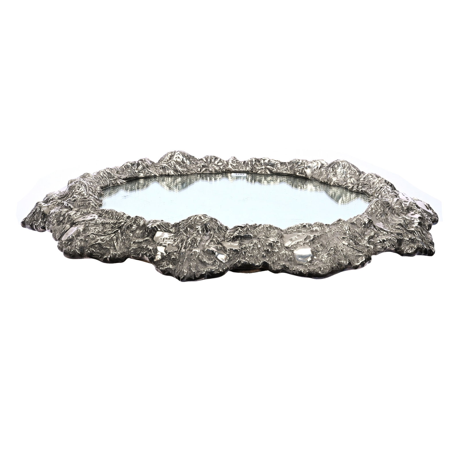 Massive Mirror Plateau, Incredible Embossed Forest Floor Silverplate Frame, Beautiful Example (1 of 3)