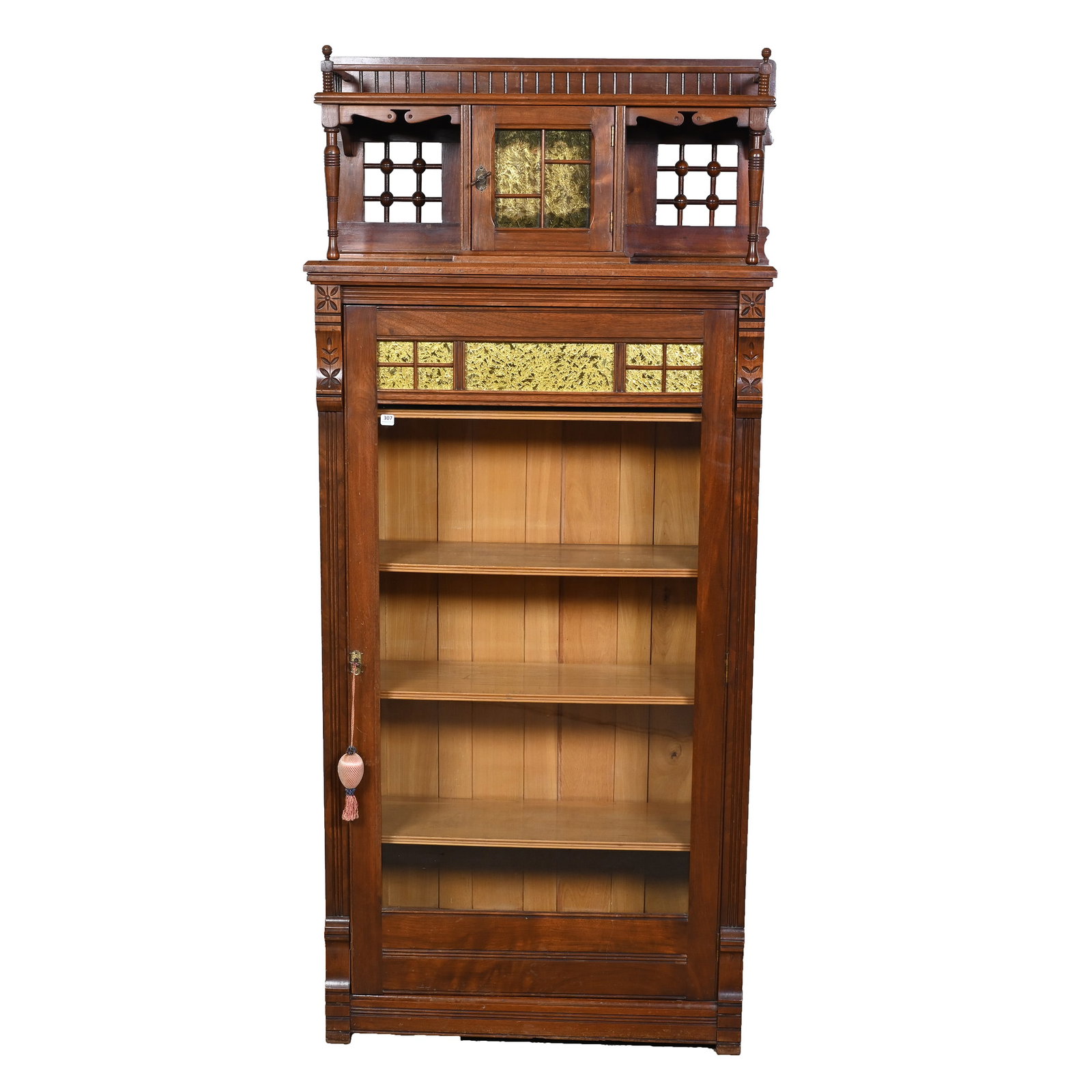 Victorian Walnut Library Cabinet w/ One Large Door, Four Shelves and One Small Door for Upper (1 of 6)