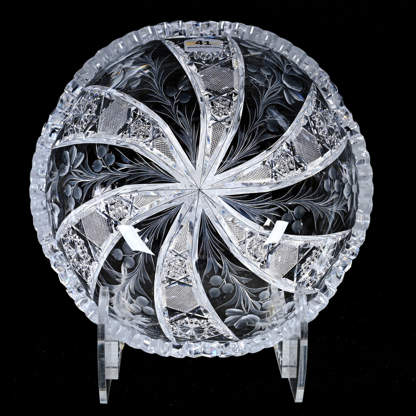 Bowl, American Brilliant Cut Glass, Signed Tuthill Primrose Pattern (1 of 3)