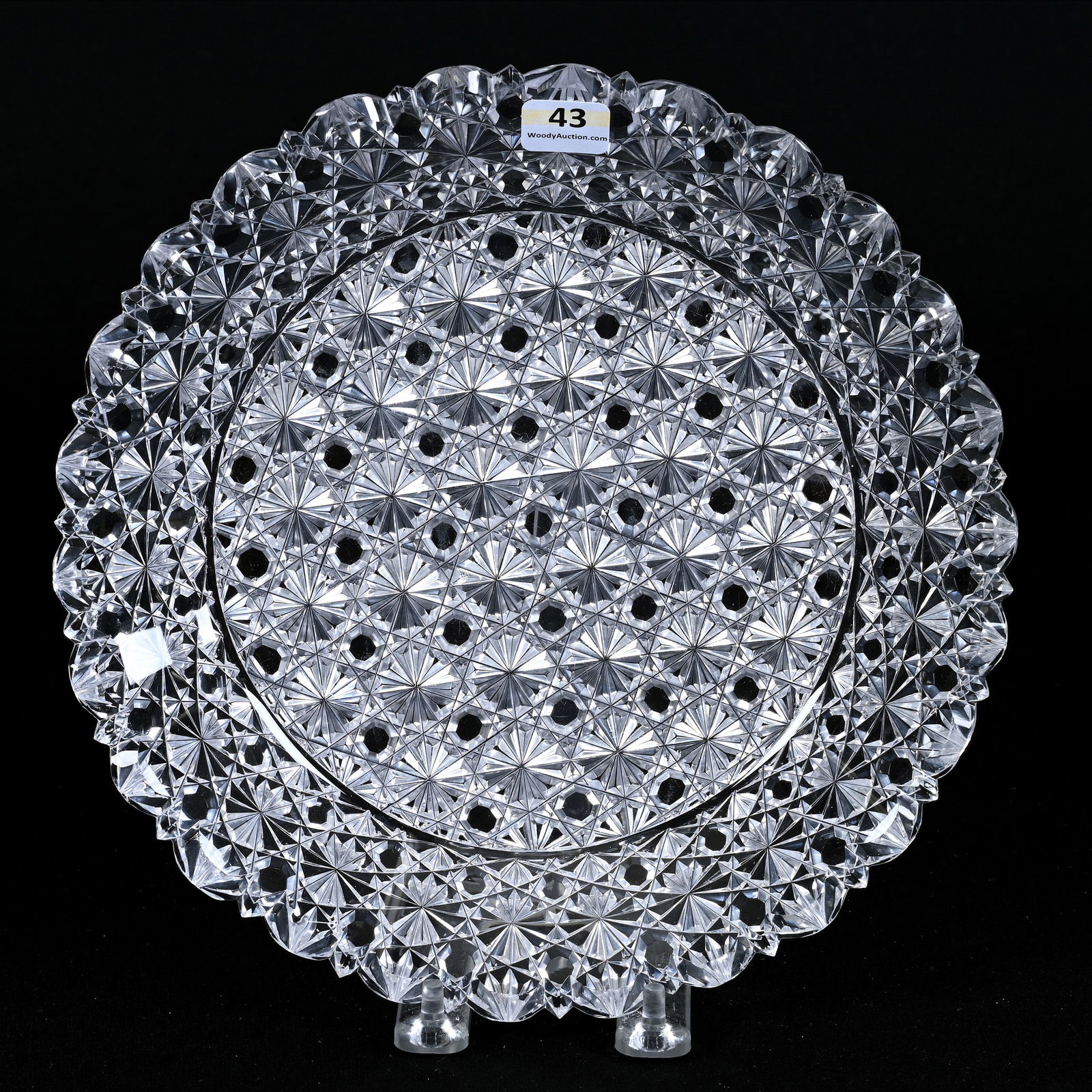 Round Tray, American Brilliant Cut Glass, Russian Pattern, Clear Cut Buttons (1 of 2)