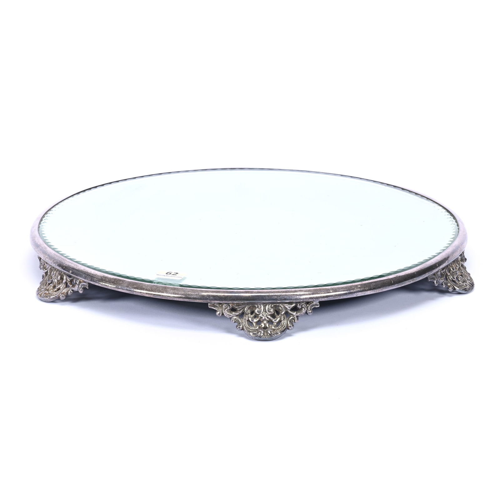 Round Beveled Mirror Plateau Marked Superior #510-14 Silverplate Frame (1 of 3)