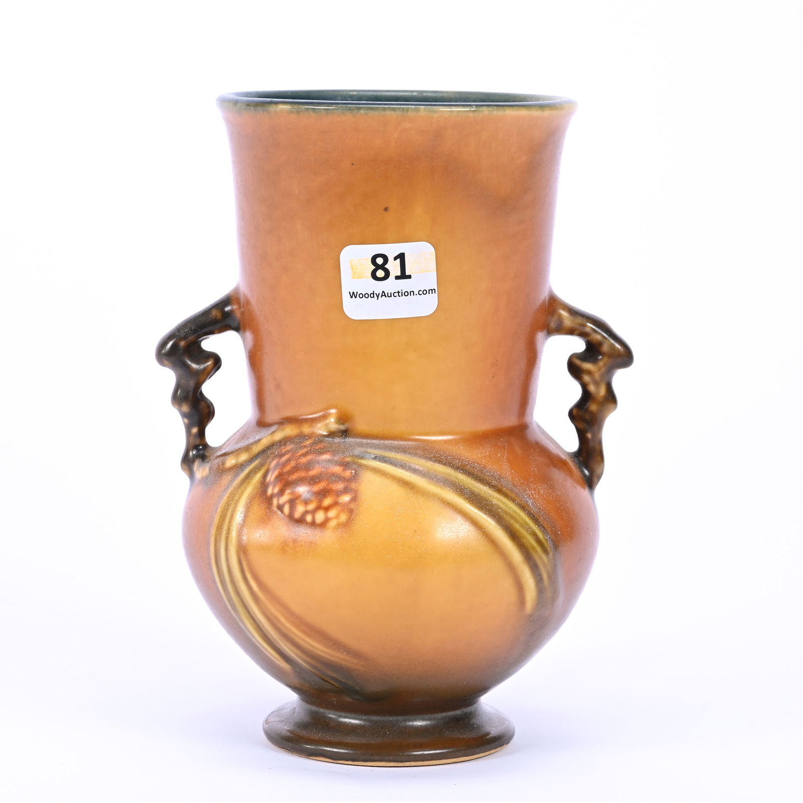 Vase Marked Roseville #839-6" Art Pottery, Pinecone Pattern, Brown Tones (1 of 3)