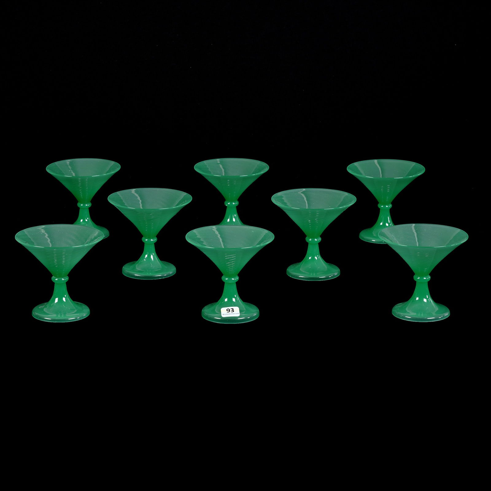 (8) Cocktail Stems, Green Jade Art Glass By Steuben, Shape #6220, Some Signed Stems (1 of 7)