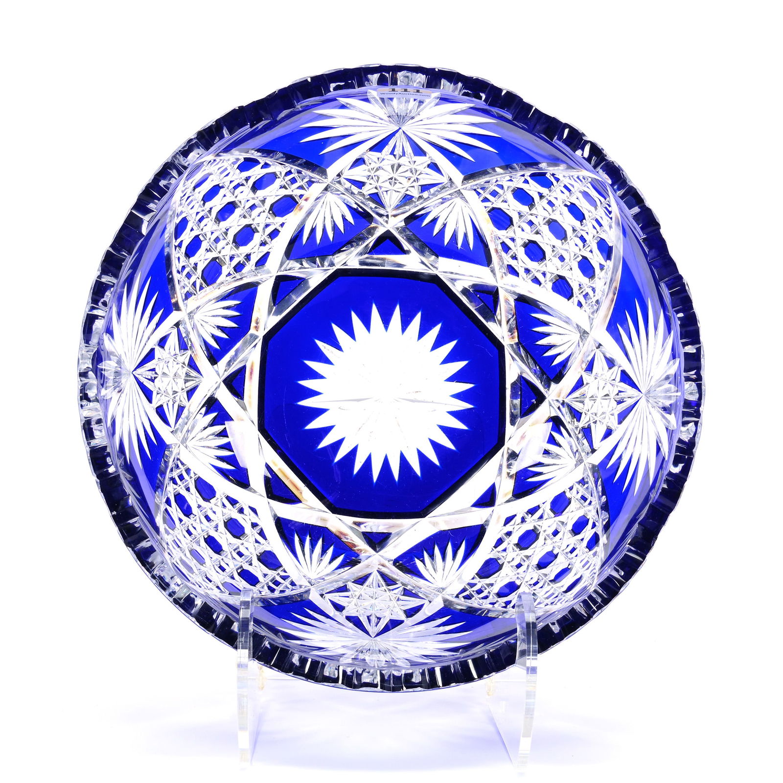 Bowl, Brilliant Period Cut Glass, Cobalt Blue Cut To Clear, Attributed To Val St. Lambert (1 of 4)