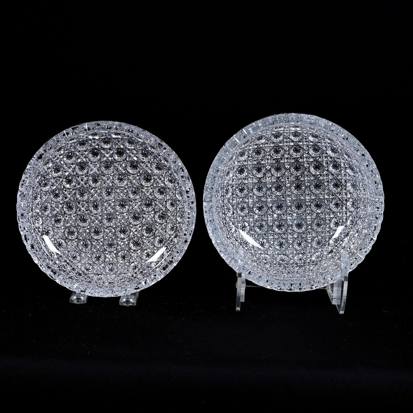 (2) Bowls, American Brilliant Cut Glass, Pattern #534 By Sterling Cut Glass, Same Pattern On Each (1 of 4)