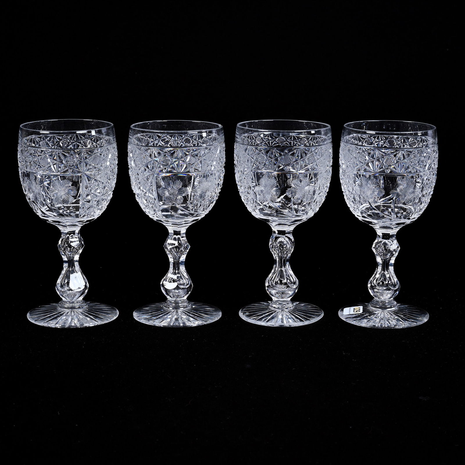 (4) Goblets, ABCG, Modified Russian Pattern, Two Panels Of Engraved Floral Highlights (1 of 8)