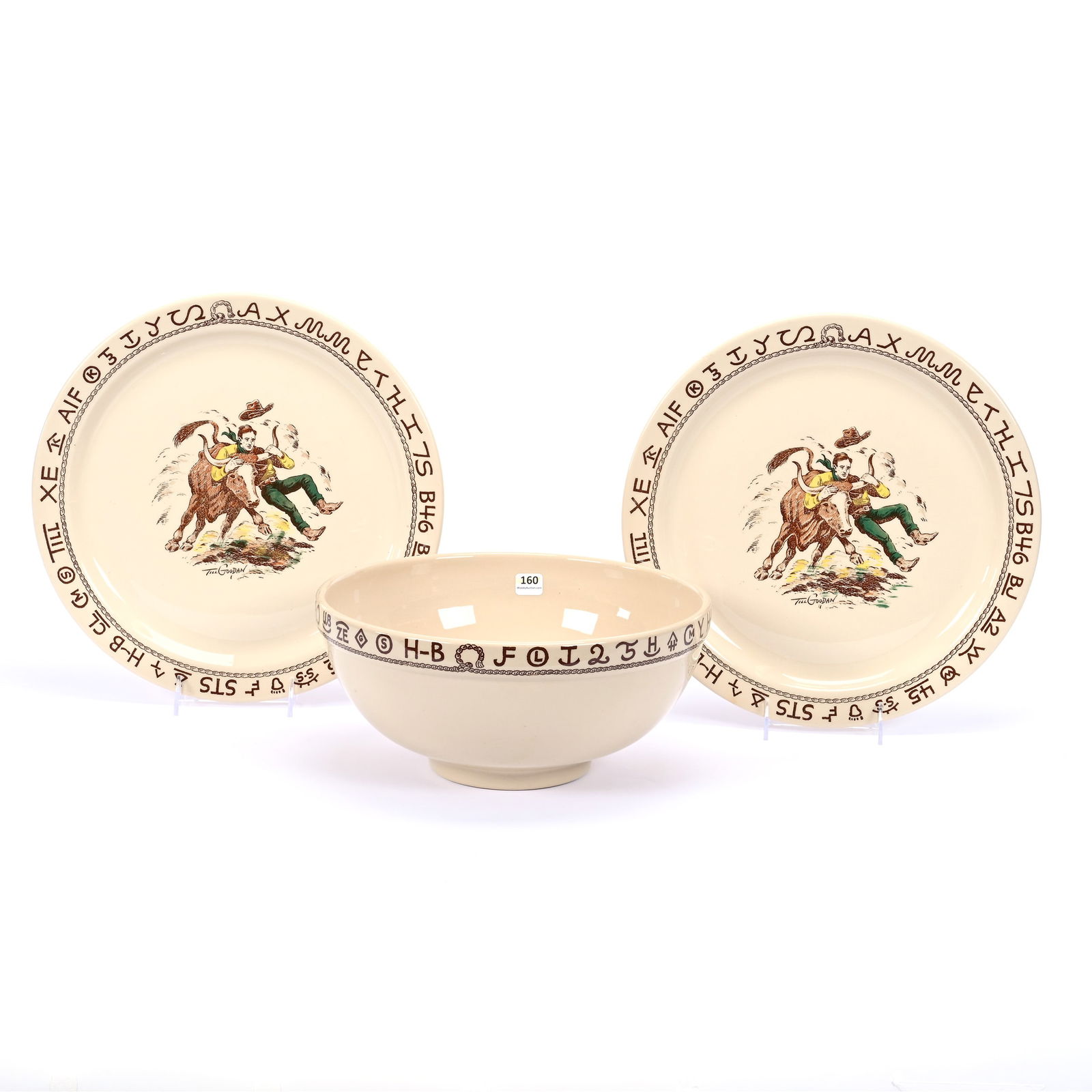 (3) Serving Pieces, Original Westward Ho Rodeo Pattern By Wallace China With Designs By Till Goodan (1 of 4)