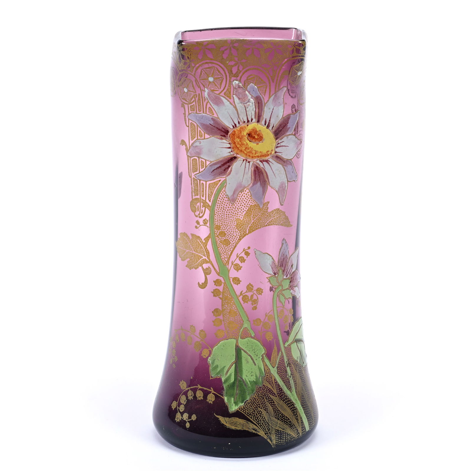 Vase, Unmarked Moser Amethyst Art Glass (1 of 3)