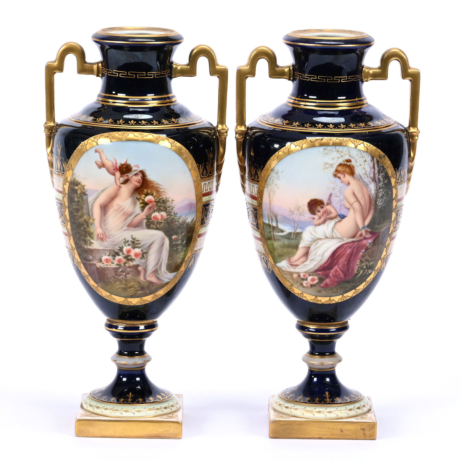 Pair Pedestal Urns, Royal Vienna Beehive Mark (1 of 3)