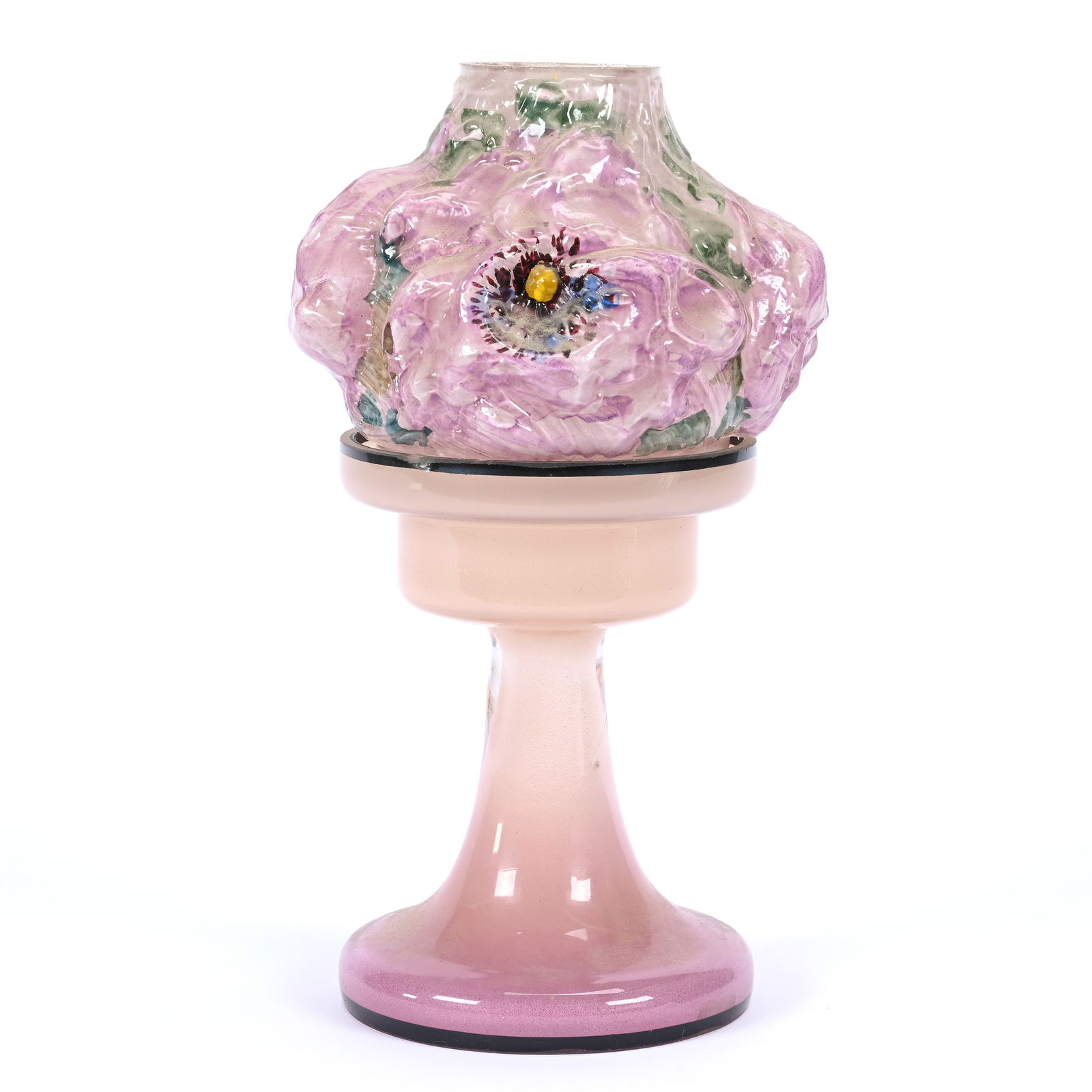 Pairpoint Puffy Candle Lamp, Shade Marked Pairpoint, Roses, Lavender Tones (1 of 4)